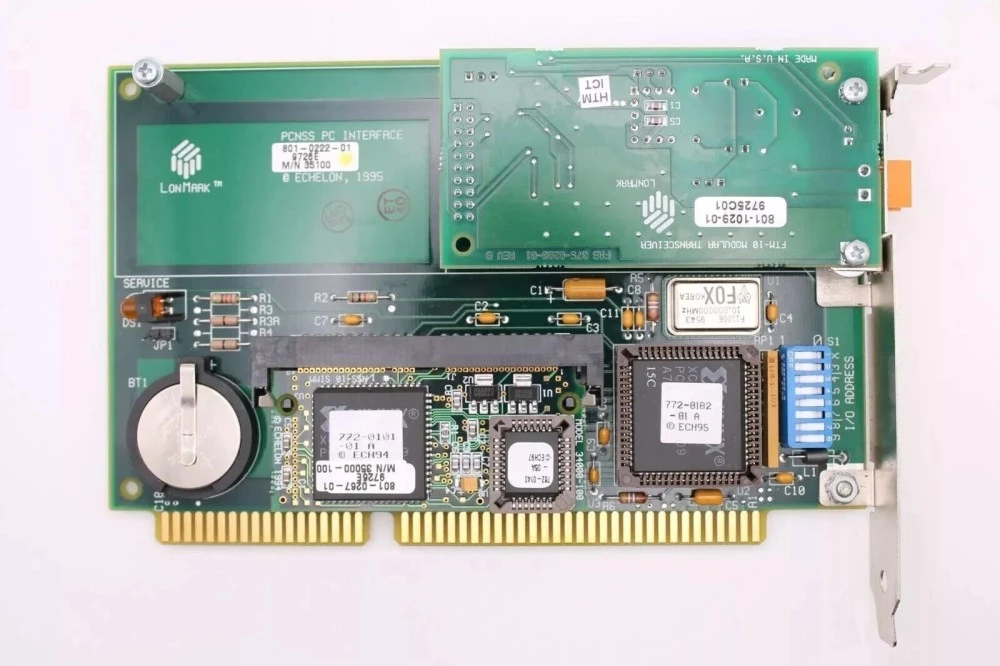 Old ISA PC board ISA PC card LonMark PCNSS PC Interface Echleon 1995 801-0222-01 Echelon LonManager PCNSS PC Interface Model 34100